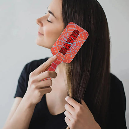 Personalized-Kids-Hair-Brush for Boy Girls Custom Gift Detangler Brush Soft Bristle Hair Brushes Travel Hair Brush for All Hair Types Christmas Hallowmas Spider Web Sliver Dot