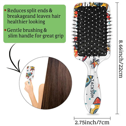Personalized Cool-Rocket Detangler-Hair-Brush for Kids-Boys,Glides Through Tangles Comb,Custom Name Hair Brushes for All Hair Types Wet/Dry/Curly/Thick Hair,Dark Blue