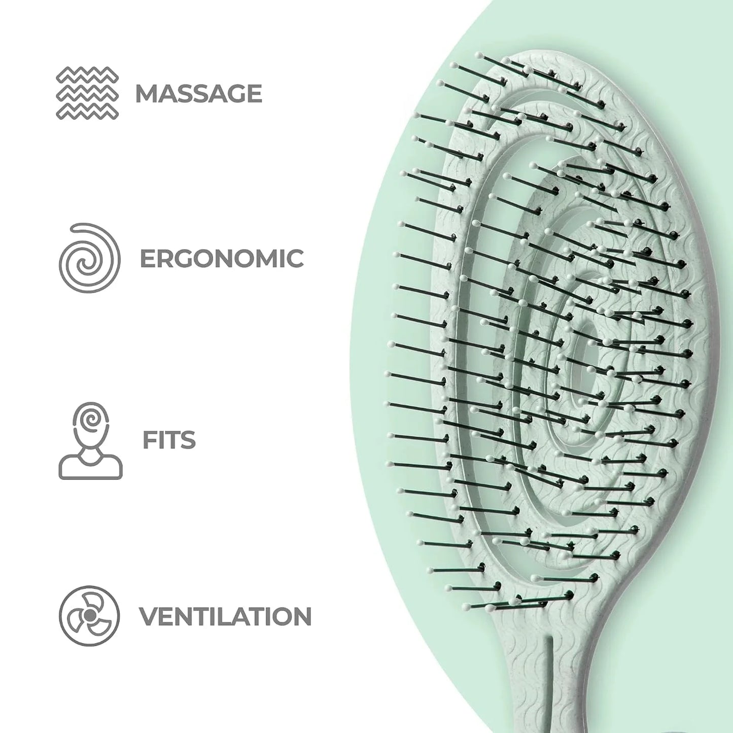 Ninabella Detangler Brush - No Tangle Hair Brush for Women, Fine, Thick and Long Hair - Hairbrush for Wet and Dry Hair, Gentle on the Scalp - Elegant Black