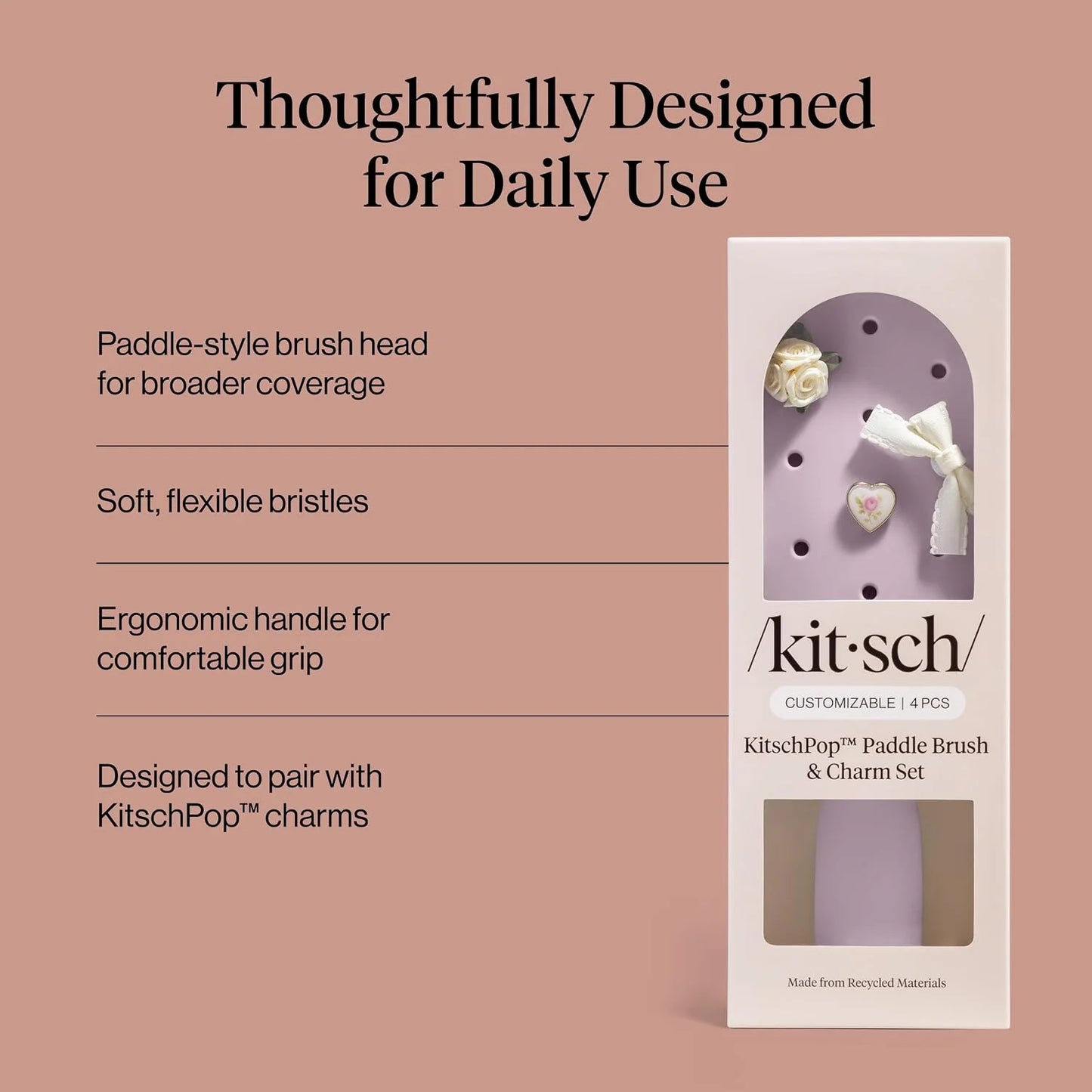 KitschPop™ Paddle Brush | Hair Brushes for Women – Soft Violet