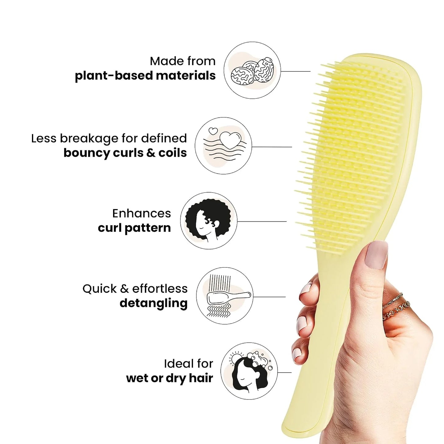 Tangle Teezer Plant-Based Ultimate Detangler Curly Hair Brush, Yellow