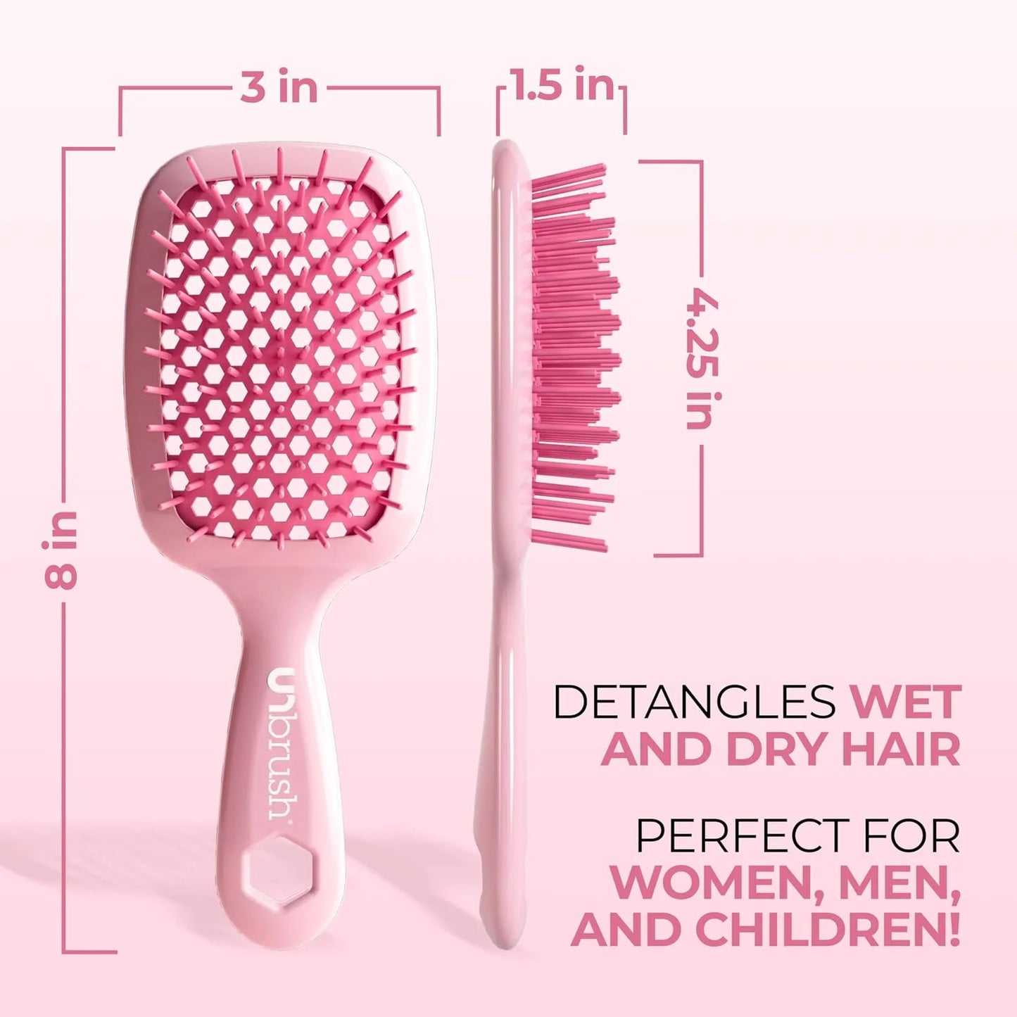 FHI Heat UNbrush Detangling Brush for Pain-Free Brushing on All Wet or Dry Hair Types — Durable DuoFlex Anti-Static Bristles, Lightweight Handle, Vented Hair Brush