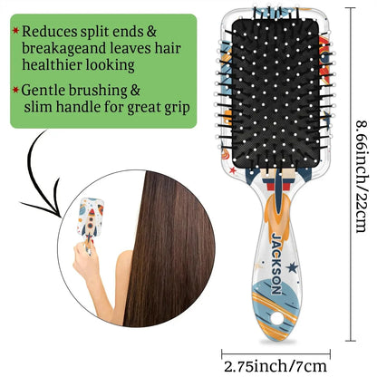 Personalized Cool-Rocket Detangler-Hair-Brush for Kids-Boys,Glides Through Tangles Comb,Custom Name Hair Brushes for All Hair Types Wet/Dry/Curly/Thick Hair,Dark Blue