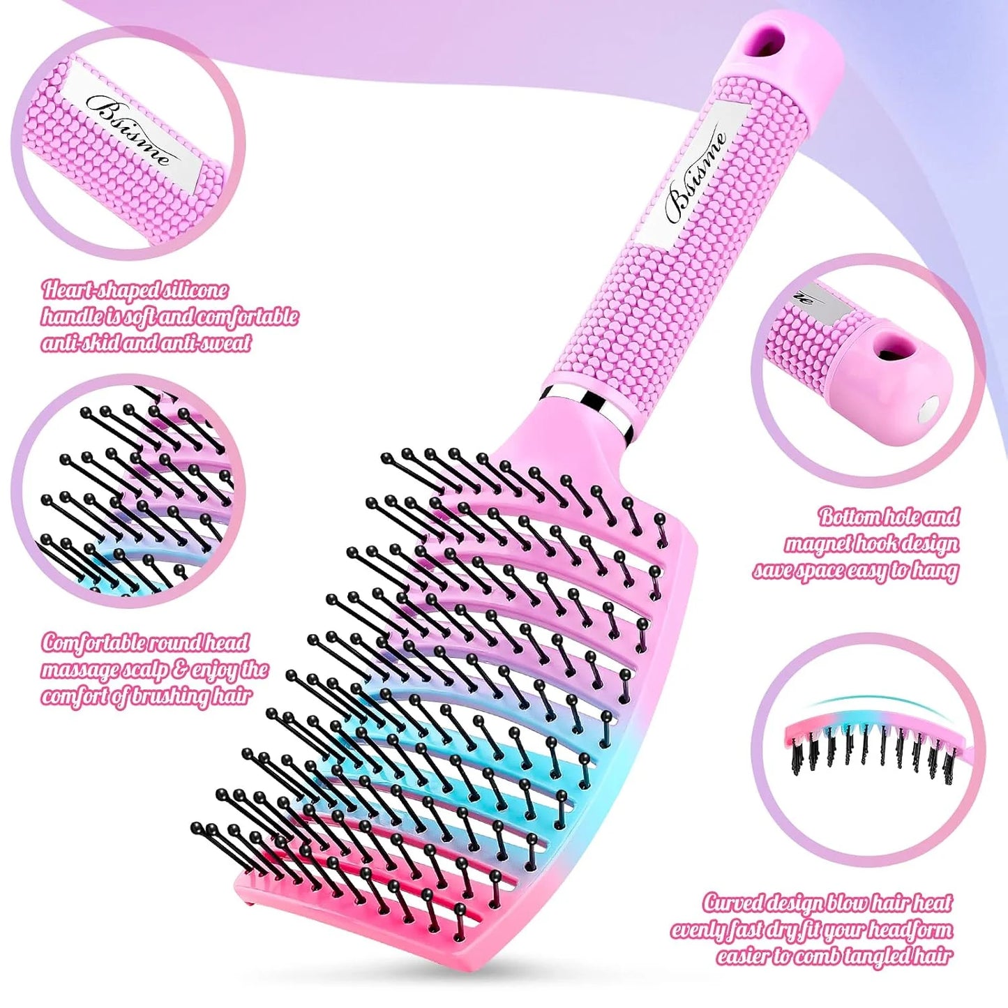 Hair Brush, Professional Curved Vented Brush with 25MM Bristles for Faster Blow Drying, Detangling for Wet Dry Hair, Paddle Brush for Thick Curly Straight Hair for Women & Men