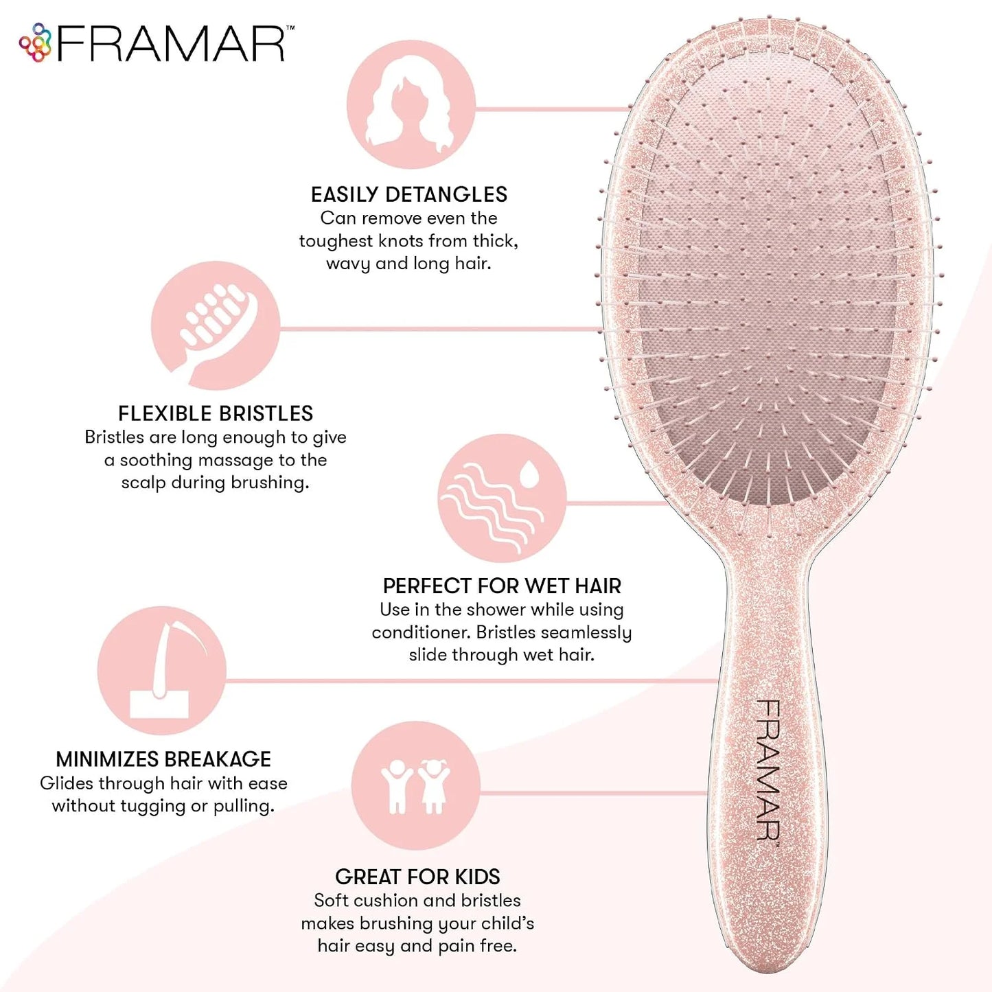 FRAMAR Wet Hair Brush Detangler, Detangling Hairbrush For Women – Giraffe