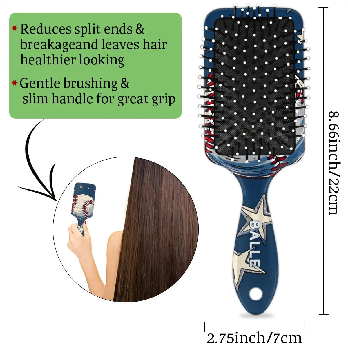 Personalized Cool-Rocket Detangler-Hair-Brush for Kids-Boys,Glides Through Tangles Comb,Custom Name Hair Brushes for All Hair Types Wet/Dry/Curly/Thick Hair,Dark Blue