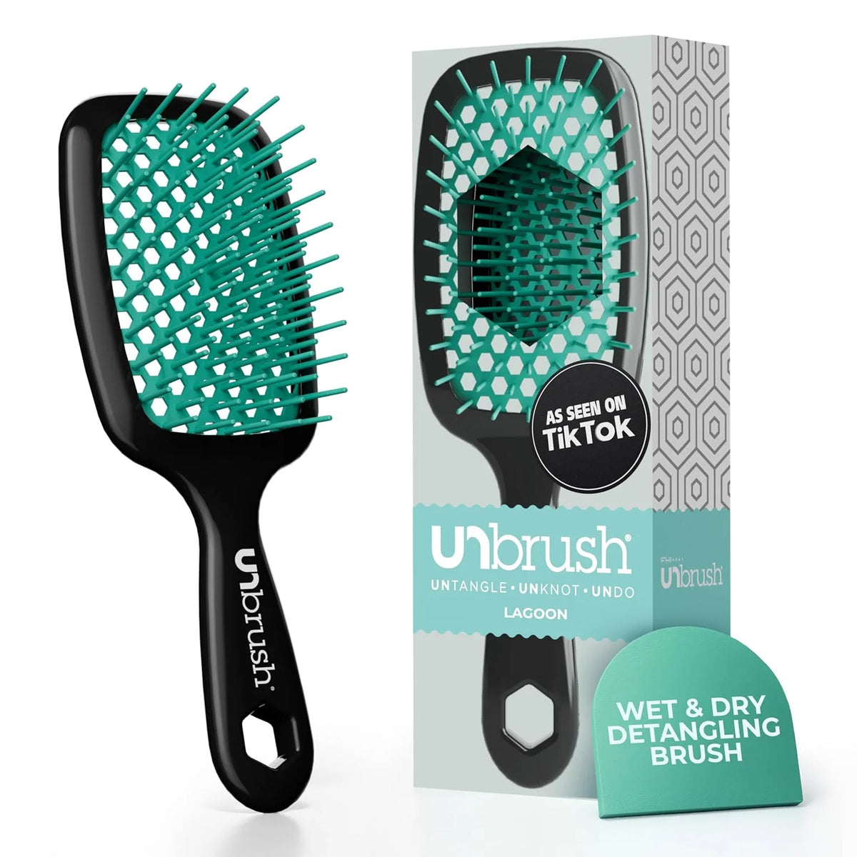 FHI Heat UNbrush Detangling Brush for Pain-Free Brushing on All Wet or Dry Hair Types — Durable DuoFlex Anti-Static Bristles, Lightweight Handle, Vented Hair Brush