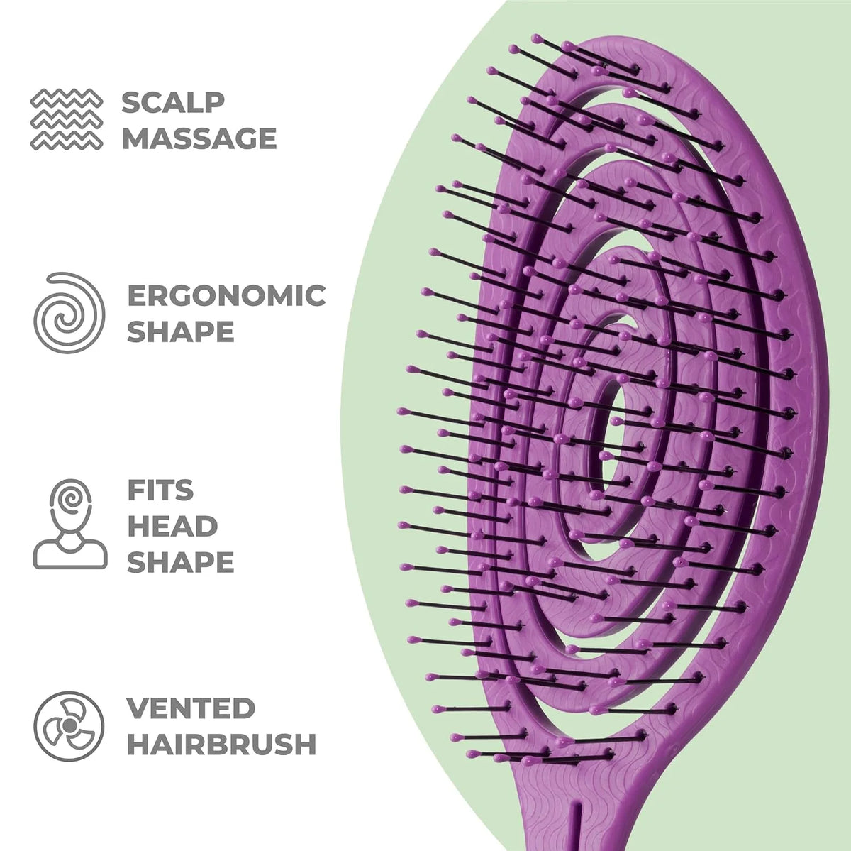 Ninabella Detangler Brush - No Tangle Hair Brush for Women, Fine, Thick and Long Hair - Hairbrush for Wet and Dry Hair, Gentle on the Scalp - Elegant Black