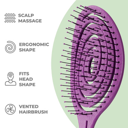 Ninabella Detangler Brush - No Tangle Hair Brush for Women, Fine, Thick and Long Hair - Hairbrush for Wet and Dry Hair, Gentle on the Scalp - Elegant Black