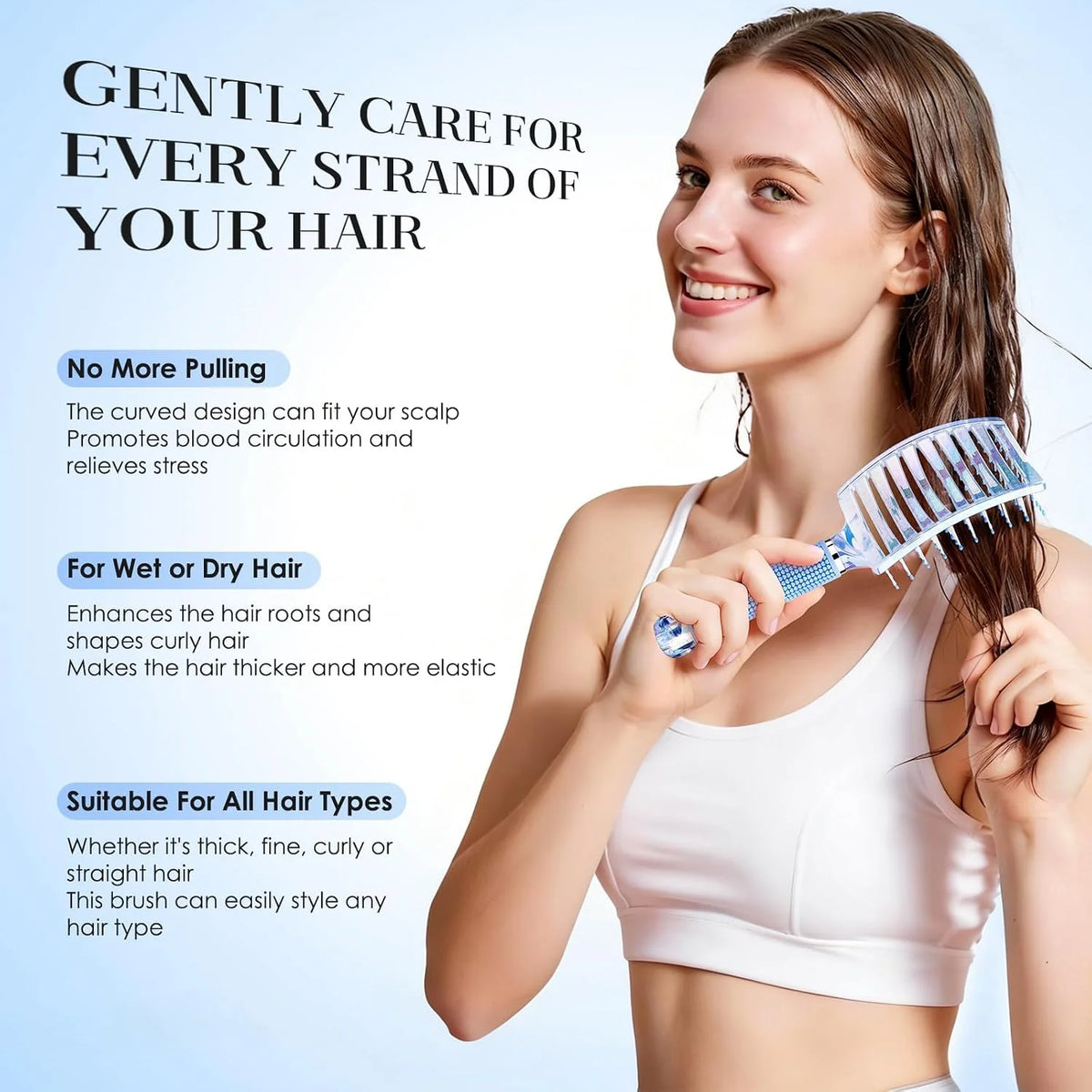 Hair Brush, Professional Curved Vented Brush with 25MM Bristles for Faster Blow Drying, Detangling for Wet Dry Hair, Paddle Brush for Thick Curly Straight Hair for Women & Men