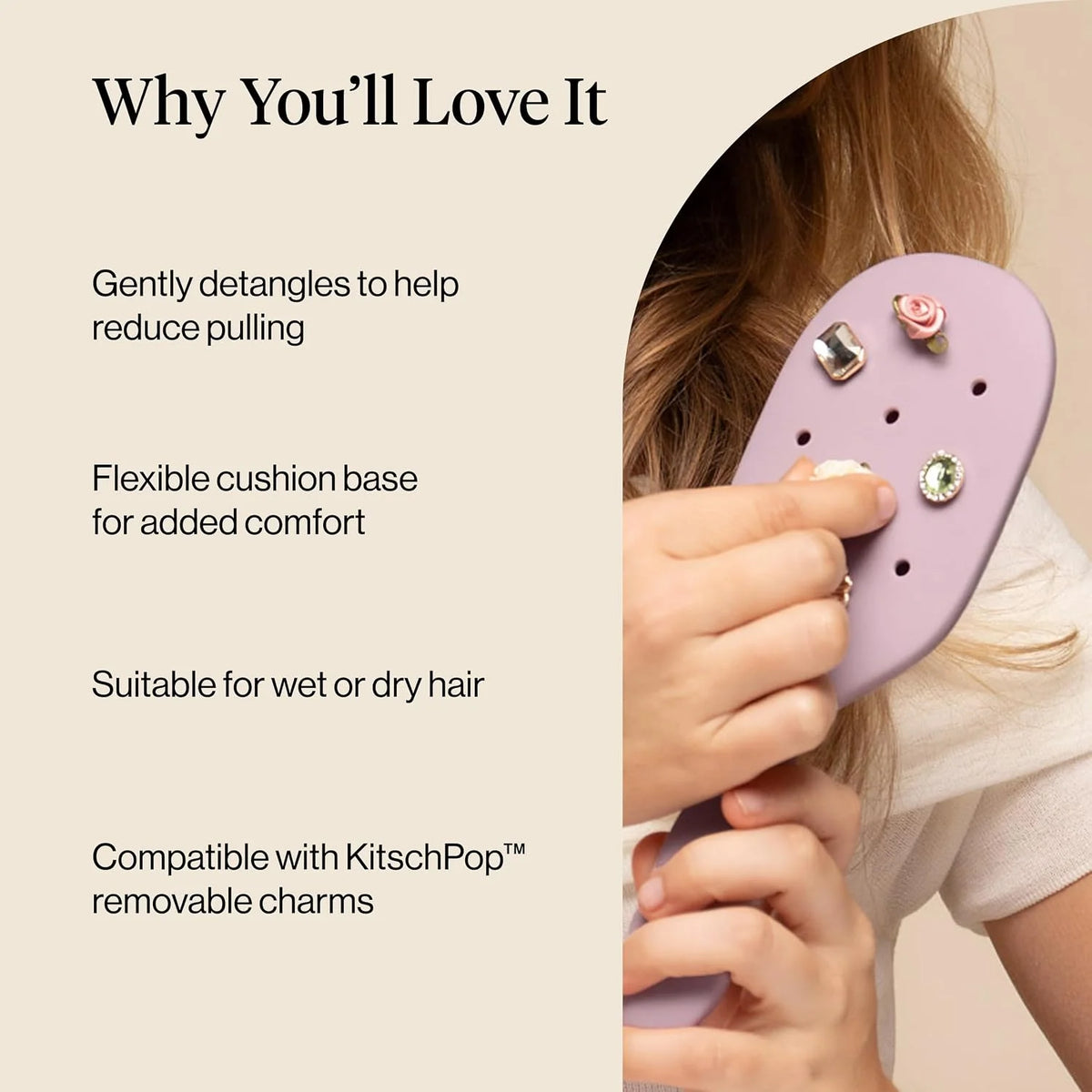 KitschPop™ Paddle Brush | Hair Brushes for Women – Soft Violet