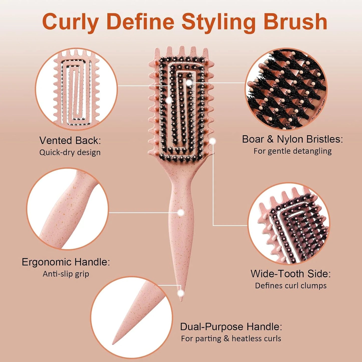 Curly Hair Brush, Curl Brush For Wet & Dry Hair,Curl Defining For Women&Men