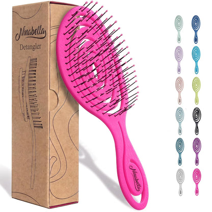 Ninabella Detangler Brush - No Tangle Hair Brush for Women, Fine, Thick and Long Hair - Hairbrush for Wet and Dry Hair, Gentle on the Scalp - Elegant Black