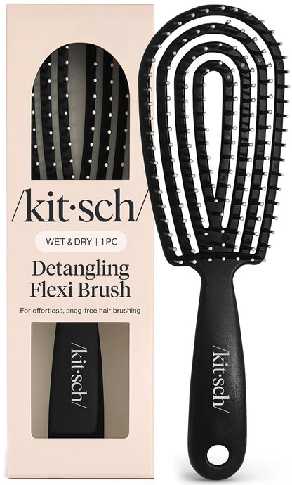 Kitsch Flexi Flow Detangler Brush, Hair Brushes For Women - Black