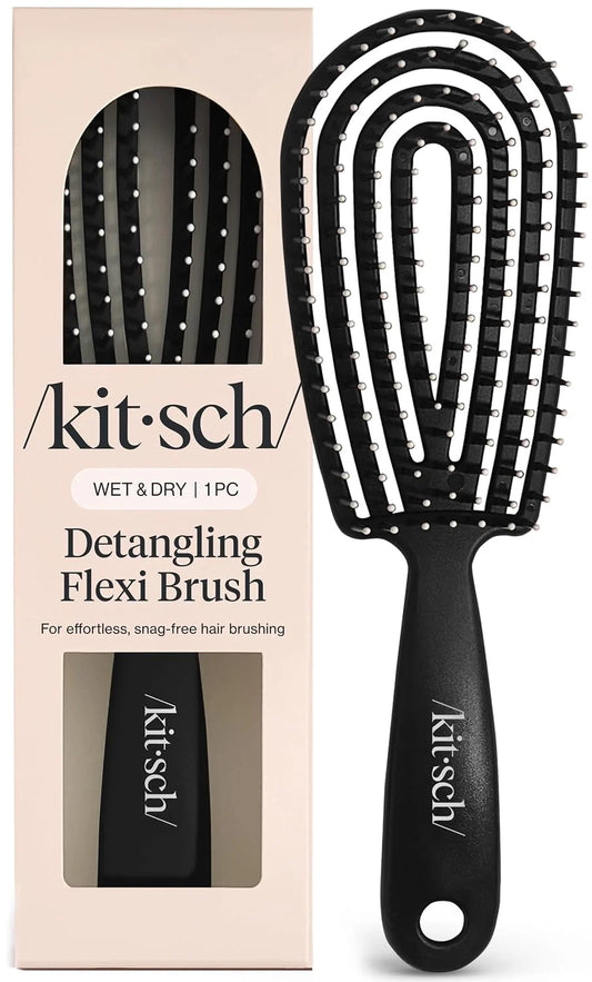 Kitsch Flexi Flow Detangler Brush, Hair Brushes For Women - Black