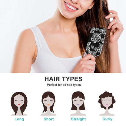Air-Cushion Comb Black Gold Glitter Cheetah Leopard Print, Smooth Hair Salon Anti-Knotting Fluffy, For Long Thick Curly Hair, 1 Pack
