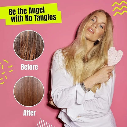 Detangling Hair Brush - Anti Static Angel Wing Hair Brush with Soft & Flexible Bristle for Straight & Wavy Hair - Tangle Angel Hair Detangler Brushes for Blow Drying & Shower - Two Tone Lilac Ivory