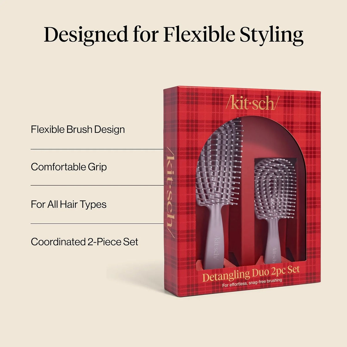 Kitsch Flexi Flow Detangler Brush, Hair Brushes For Women - Black