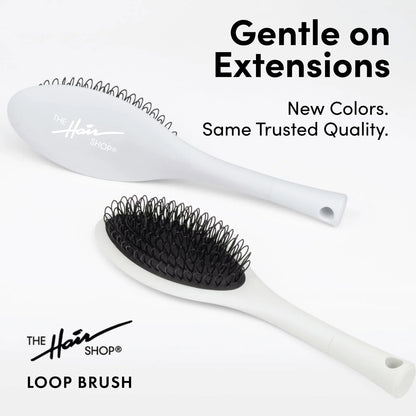 The Hair Shop Light Blue Loop Brush - Salon Professional Grade with Ergonomic Design - Safe Detangler Tool for 100% Remy Human and Synthetic Hair Extensions and Wigs (Light Blue)