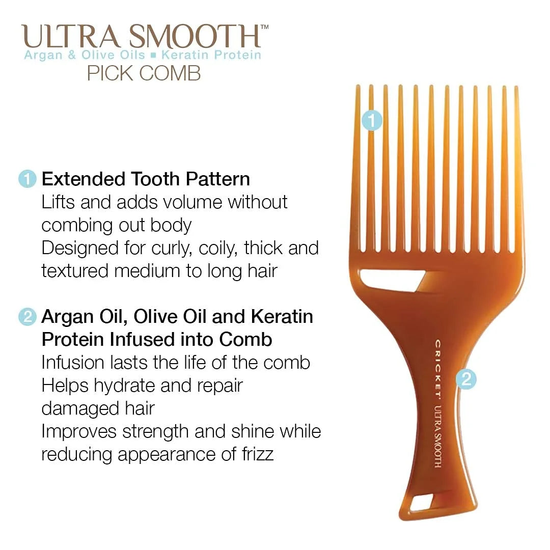 Cricket Ultra Smooth Coconut Conditioning Comb – Infused with Coconut Oil & Keratin for Frizz-Free Shine and Hydration, Ideal for Mid-Length, Thick, and Textured Hair