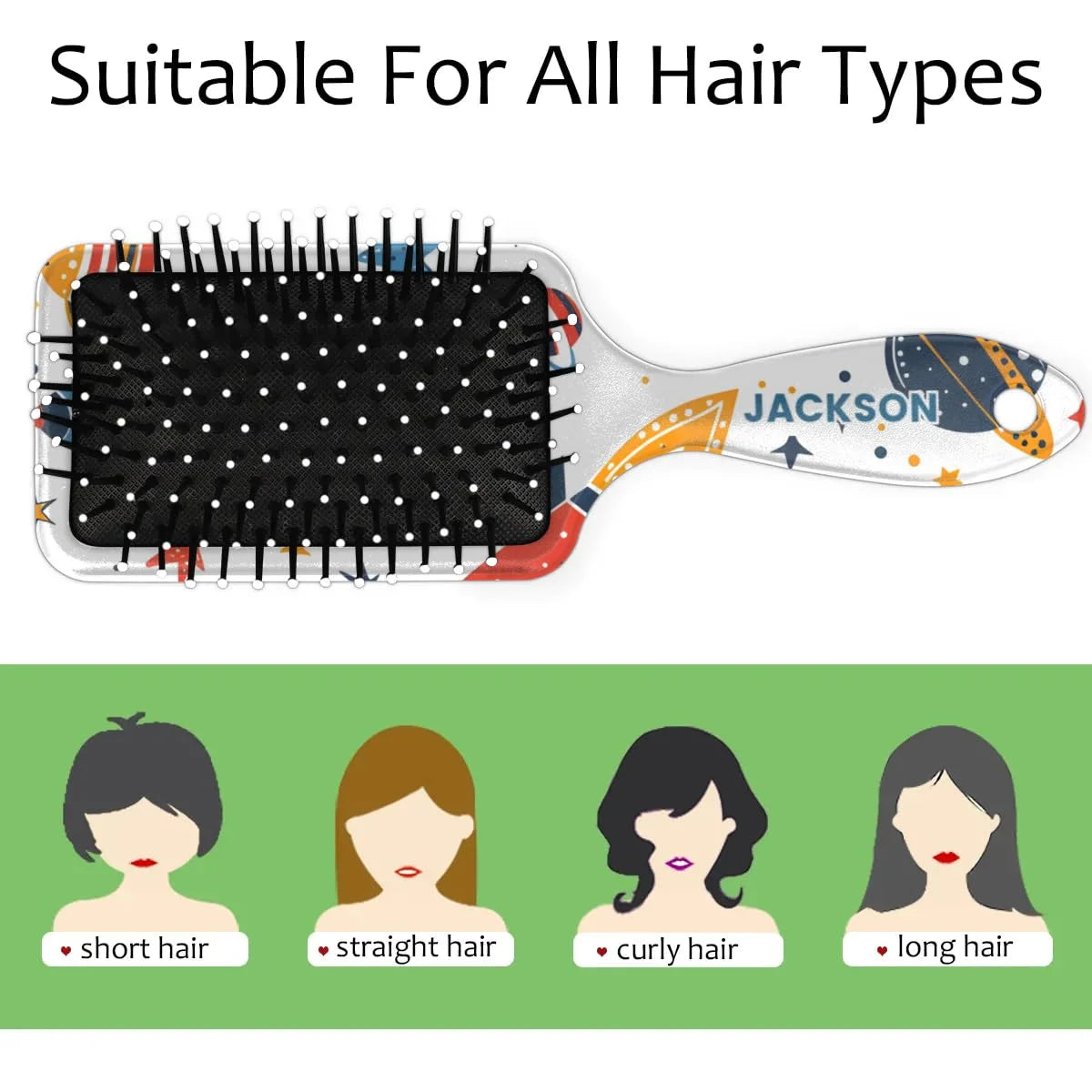 Personalized Cool-Rocket Detangler-Hair-Brush for Kids-Boys,Glides Through Tangles Comb,Custom Name Hair Brushes for All Hair Types Wet/Dry/Curly/Thick Hair,Dark Blue