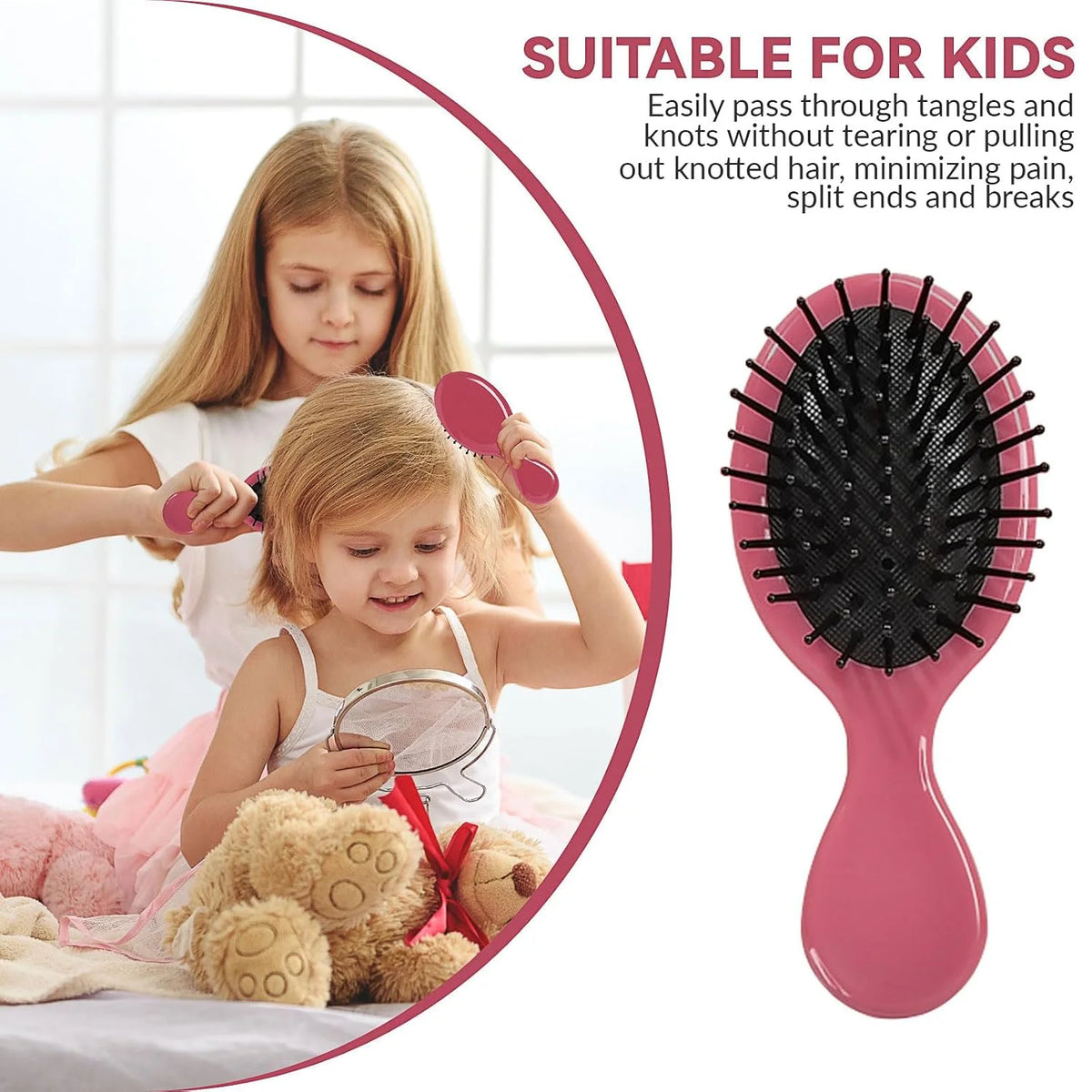 2P Mini Hair Brush,Brush Squirt Detangling Brush,Mini Detangler Brush, No Tangle Ultra-Soft IntelliFlex Bristles,with Ease Knots Without Tears or Breakage (Bright flour)