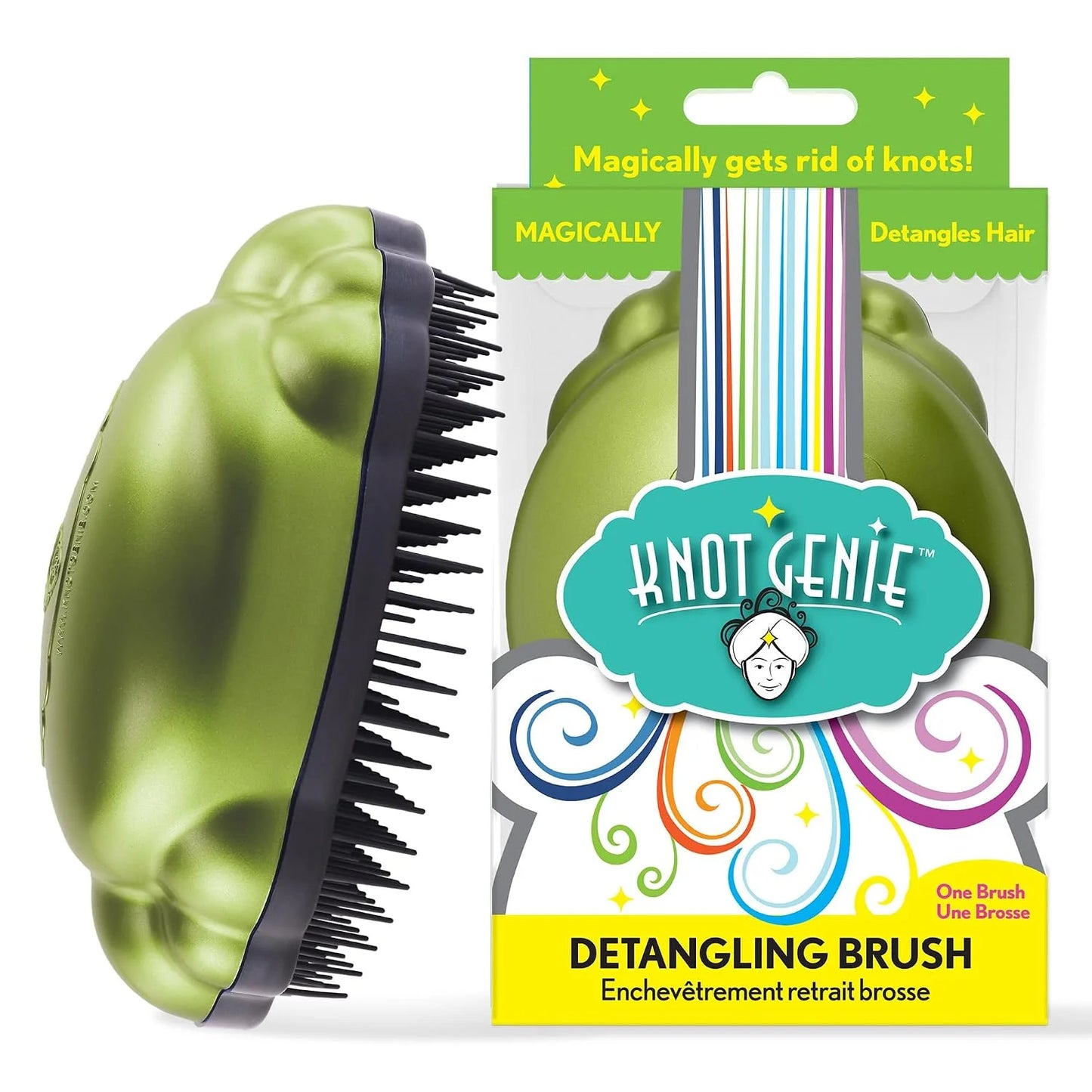 Knot Genie Detangling Hair Brush for Kids (Peaceful Purple) | Original Size | Perfect Detangling Brush for Curly Hair, Gently Separate Tangles, Leaves Hair Smooth and Shiny