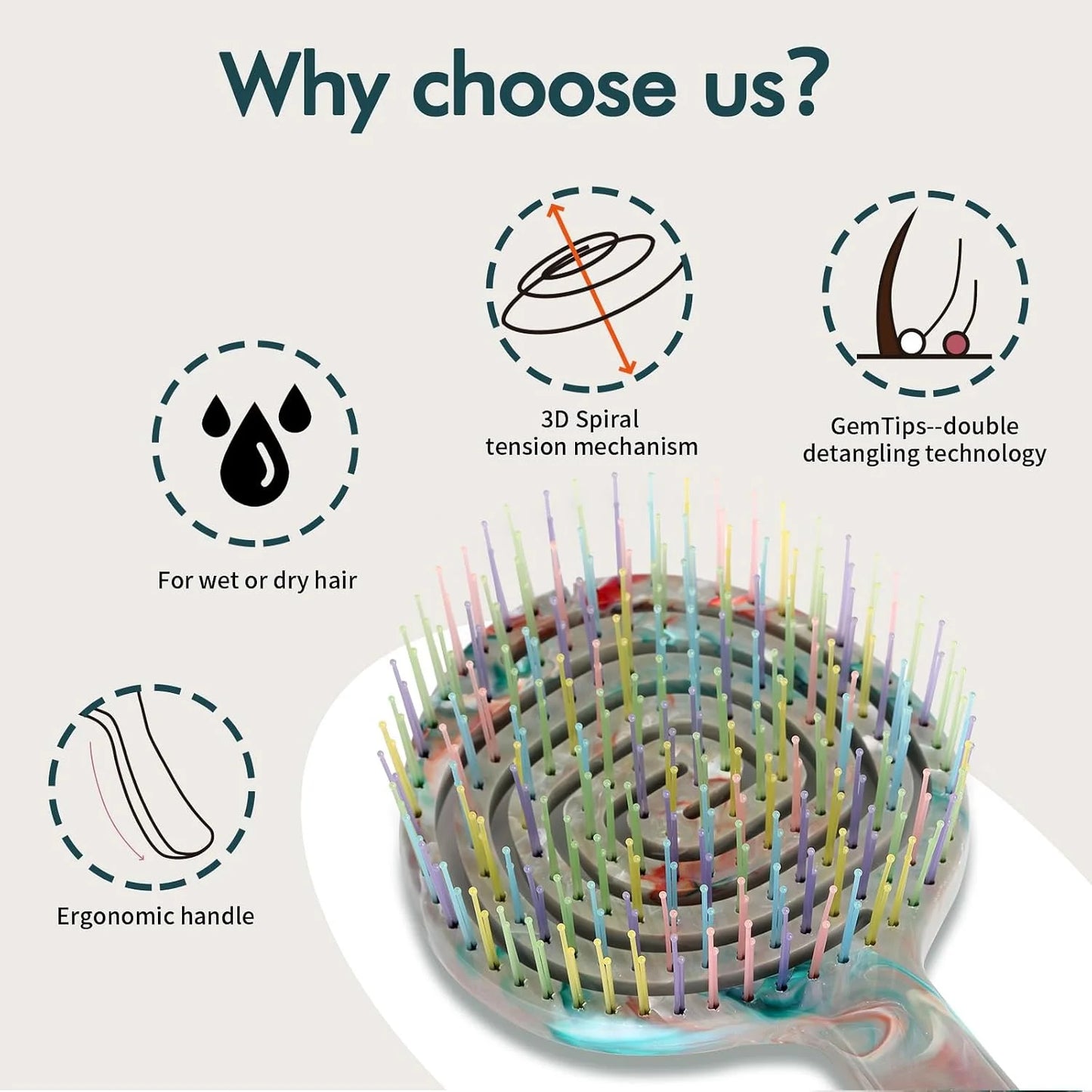 Detangling Wet Hair Brush for Thin or Straight Hair, Vented Detangler Hairbrush with Double-Layered Ultra and Soft-Nylon Bristles for Wet or Dry Hair, Gifts for Women Girls Kids