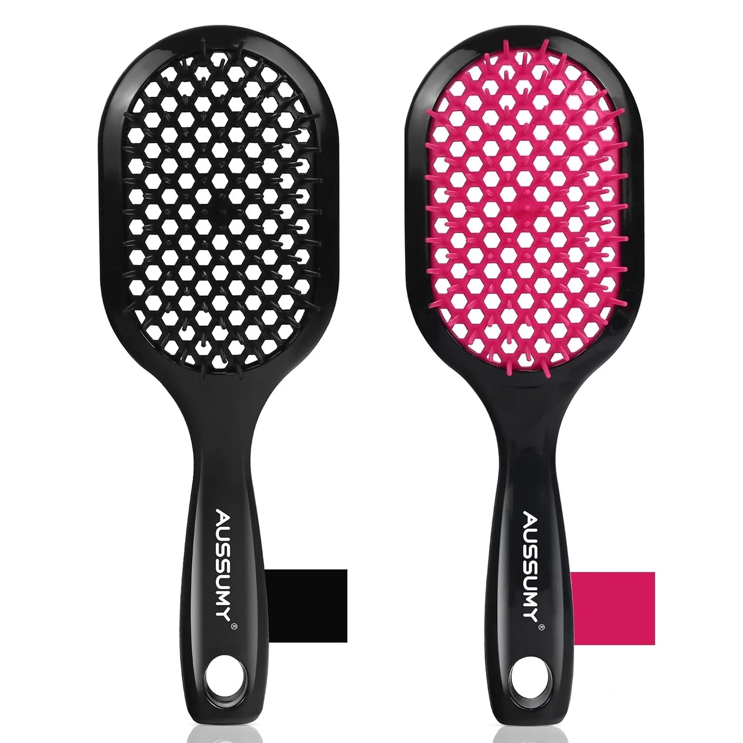 Vented Detangling Hair Brush - 2 Pack Detangler Hairbrush for Effortless Tangle Removal - Ultra-Soft Bristles -For Natural Curly Straight Wet Dry Damaged Hair for Women Men Kids - Black & Blue