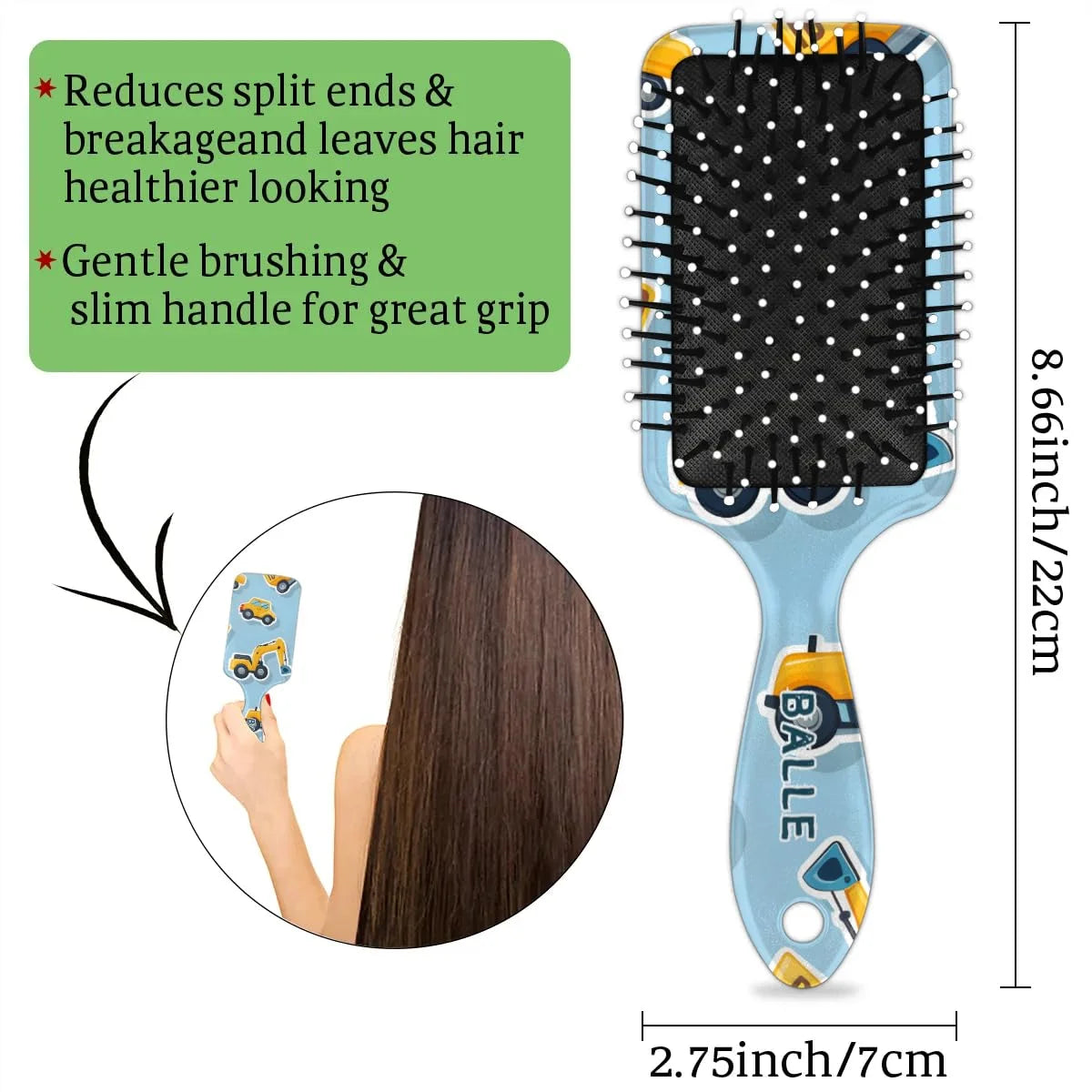 Personalized Cool-Rocket Detangler-Hair-Brush for Kids-Boys,Glides Through Tangles Comb,Custom Name Hair Brushes for All Hair Types Wet/Dry/Curly/Thick Hair,Dark Blue