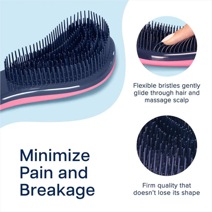 Crave Naturals Glide Thru Hair Brush - Detangler Brush for Curly, Straight, Wet or Dry Hair - Gentle Detangling Brushes for Adults, Kids, Toddlers - Hair Accessories for Women, 7.5x3" - Pink