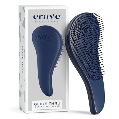 Crave Naturals Glide Thru Hair Brush - Detangler Brush for Curly, Straight, Wet or Dry Hair - Gentle Detangling Brushes for Adults, Kids, Toddlers - Hair Accessories for Women, 7.5x3" - Pink