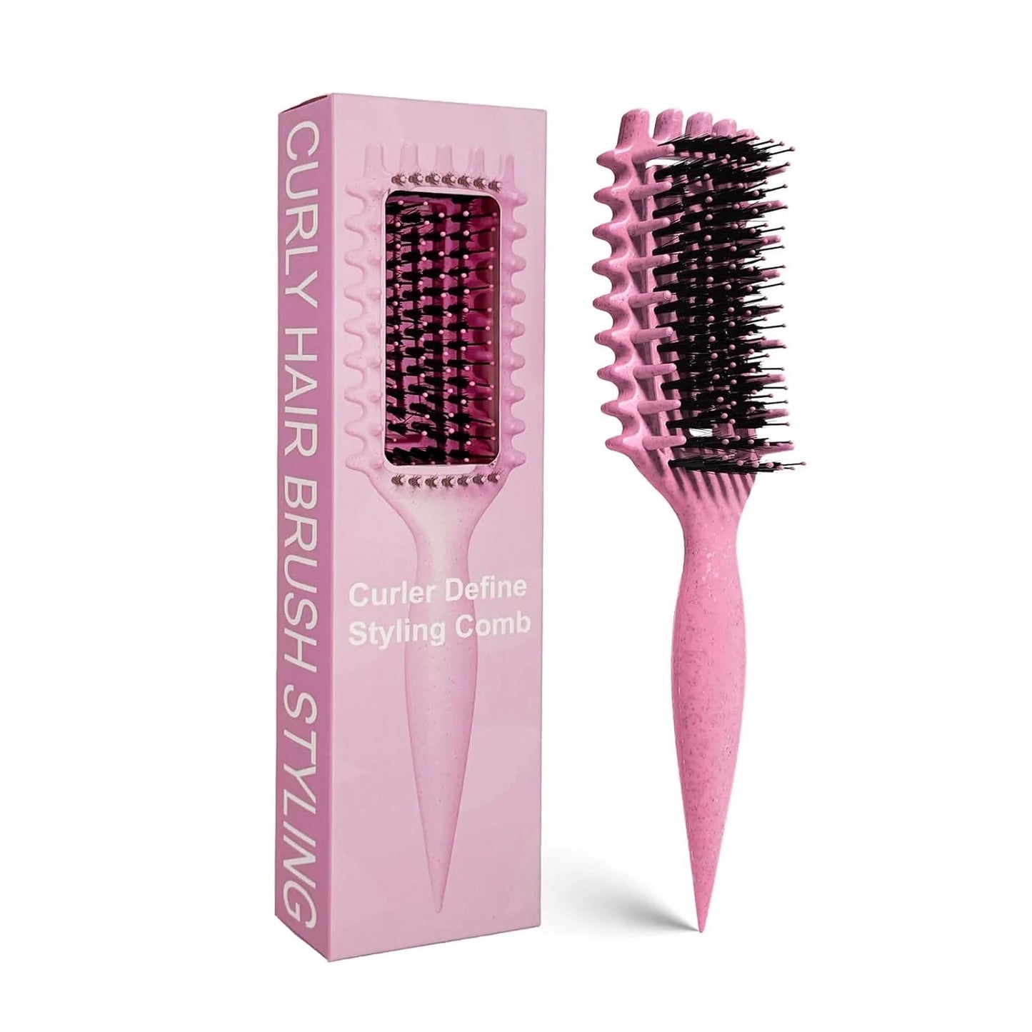 Curly Hair Brush Candybrush Curl Defining Brush for Detangling Shaping and Defining Curls for Women, Men, Wet & Dry Hair (Green Pink)