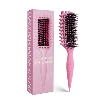 Curly Hair Brush Candybrush Curl Defining Brush for Detangling Shaping and Defining Curls for Women, Men, Wet & Dry Hair (Green Pink)