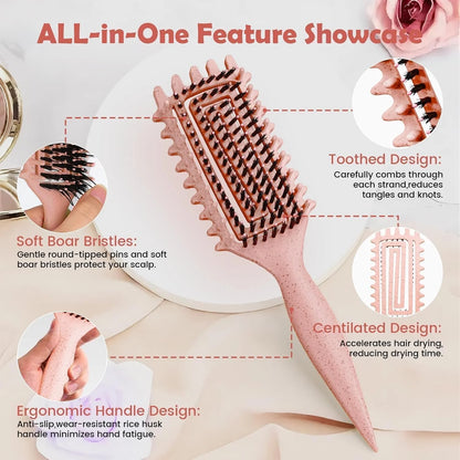 ABOYOY Curl Defining Brush with Side Gear for Curly Hair, Detangling & Styling Brush for Women Men, Lightweight Ergonomic Candy Brush Works on Wet or Dry Hair(green)
