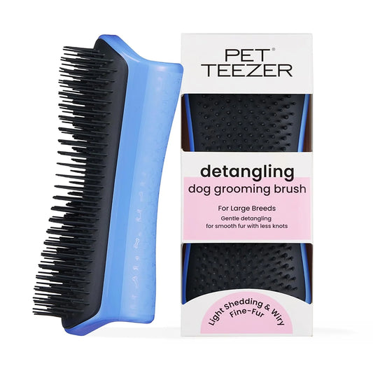 Pet Teezer Detangling Dog Brush for Long Hair Breeds, Large, Blue & Grey