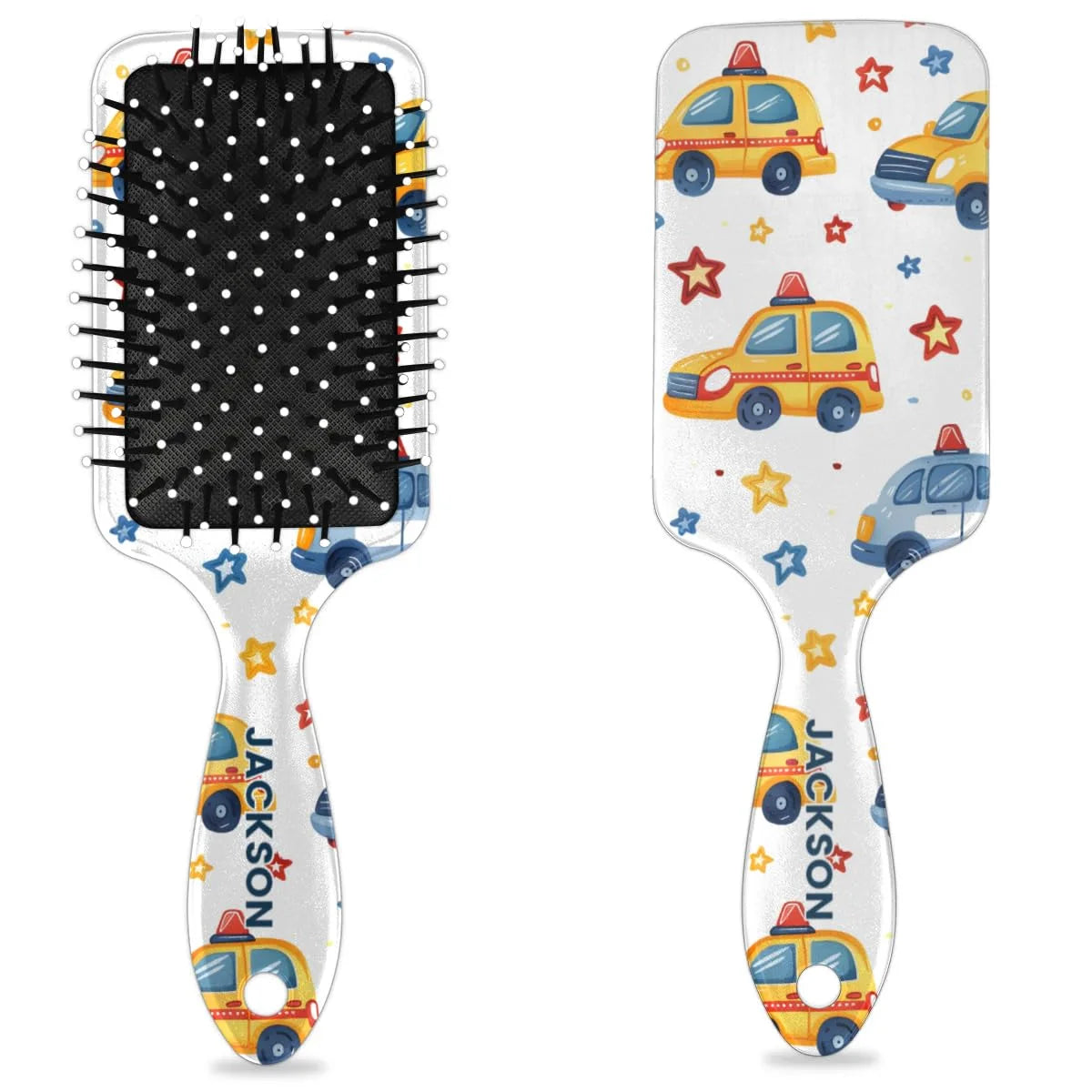 Personalized Cute Car Detangler-Hair-Brush for Kids Boys,Glides Through Tangles Comb,Custom Name Hair Brushes for All Hair Types Wet/Dry/Curly/Thick Hair,White 2