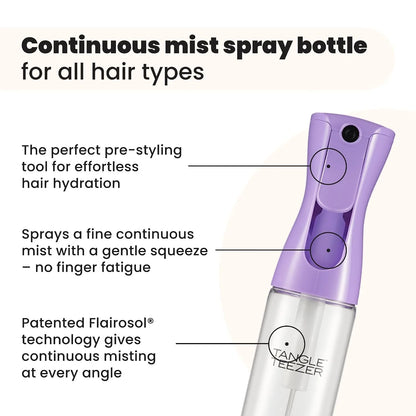 TANGLE TEEZER Fine Mist Spray Bottle, Refillable, 10.1 oz, Black