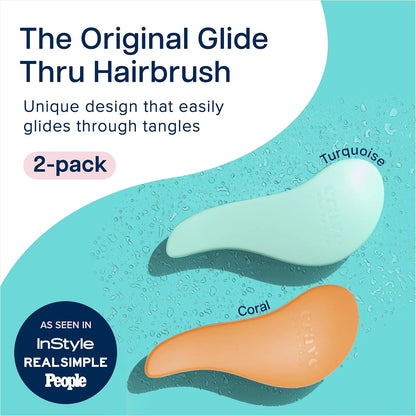 Crave Naturals Glide Thru Hair Brush - Detangler Brush for Curly, Straight, Wet or Dry Hair - Gentle Detangling Brushes for Adults, Kids, Toddlers - Hair Accessories for Women, 7.5x3" - Pink