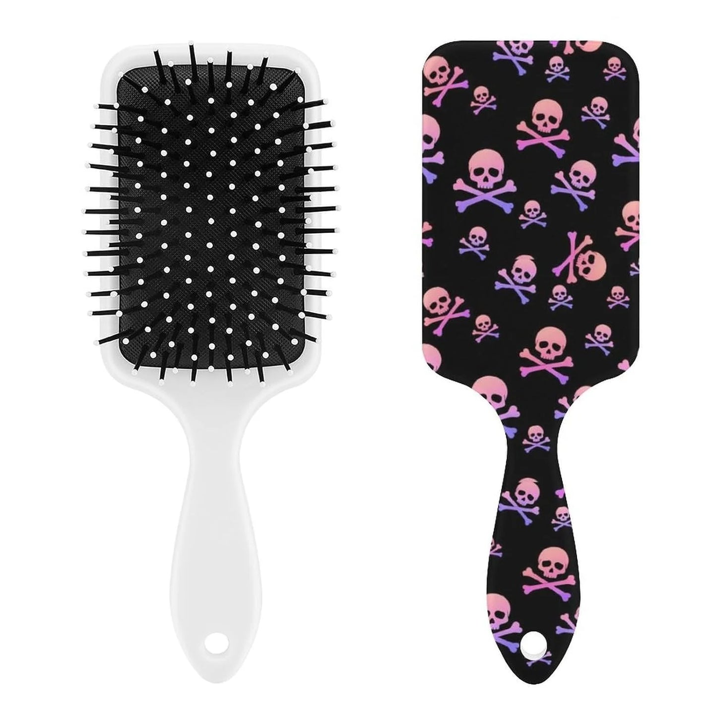 Women Girls Ladies Hair Brush Purple Black Buffalo Check Plaid Pattern, Paddle Brush for Detangling Scalp Massage, Cushion Hairbrush for Long Thick Curly Hair