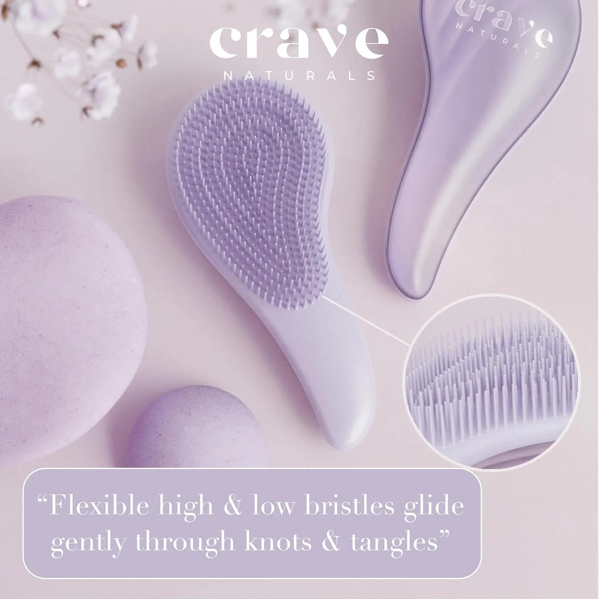 Crave Naturals Mini Detangler Hair Brush Turquoise – Glide Thru Hair Detangler Brush for Women, Kids & Toddlers – Gentle Scalp Care, No-Pain Tangle-Free Hairbrush for All Hair Types, Travel Hair Brush