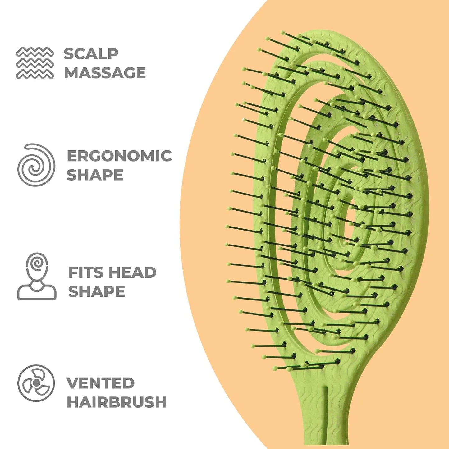 Ninabella Detangler Brush - No Tangle Hair Brush for Women, Fine, Thick and Long Hair - Hairbrush for Wet and Dry Hair, Gentle on the Scalp - Elegant Black