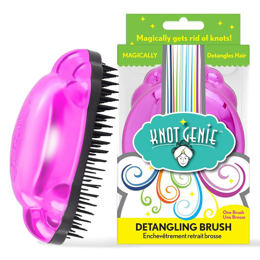 Knot Genie Detangling Hair Brush for Kids (Peaceful Purple) | Original Size | Perfect Detangling Brush for Curly Hair, Gently Separate Tangles, Leaves Hair Smooth and Shiny