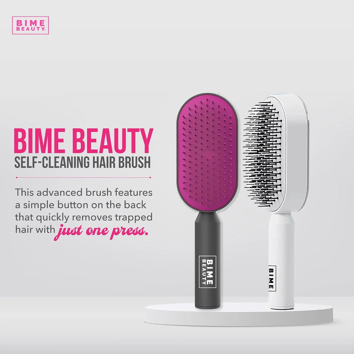 Bime Beauty hair brushes for Women and Men | Tangle Teezer Curly hair brush | hair brush cleaner | Comes with Self - Cleaning Hair Brush | Pink Purple