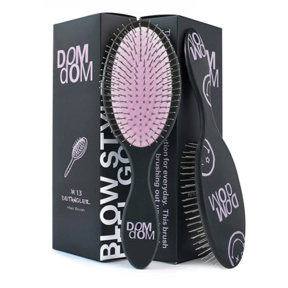 Dom Dom Detangling Brush, Dry & Wet Detangler, All Hair Types, Green Stars