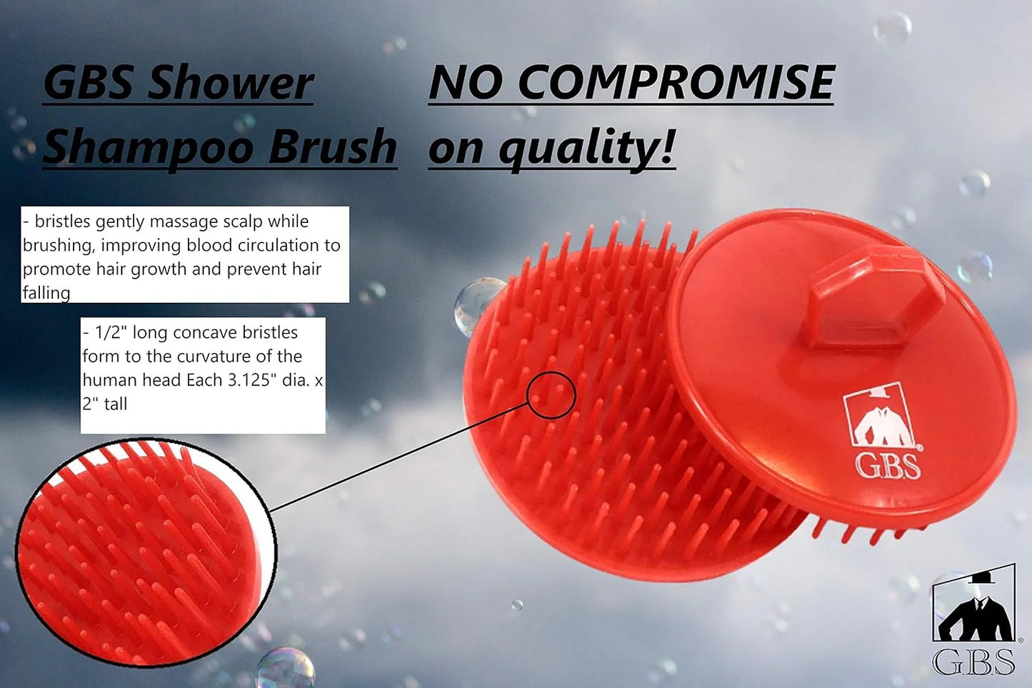 G.B.S Easy to Hold Hair Scalp Shampoo Brush Scrubber, 4 Black, 4 Red, Pack of 8