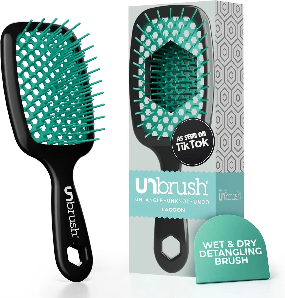 FHI Heat UNbrush Detangling Brush for Pain-Free Brushing on All Wet or Dry Hair Types — Durable DuoFlex Anti-Static Bristles, Lightweight Handle, Vented Hair Brush