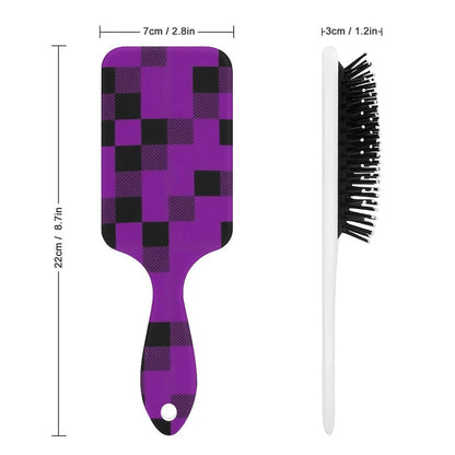 Women Girls Ladies Hair Brush Purple Black Buffalo Check Plaid Pattern, Paddle Brush for Detangling Scalp Massage, Cushion Hairbrush for Long Thick Curly Hair