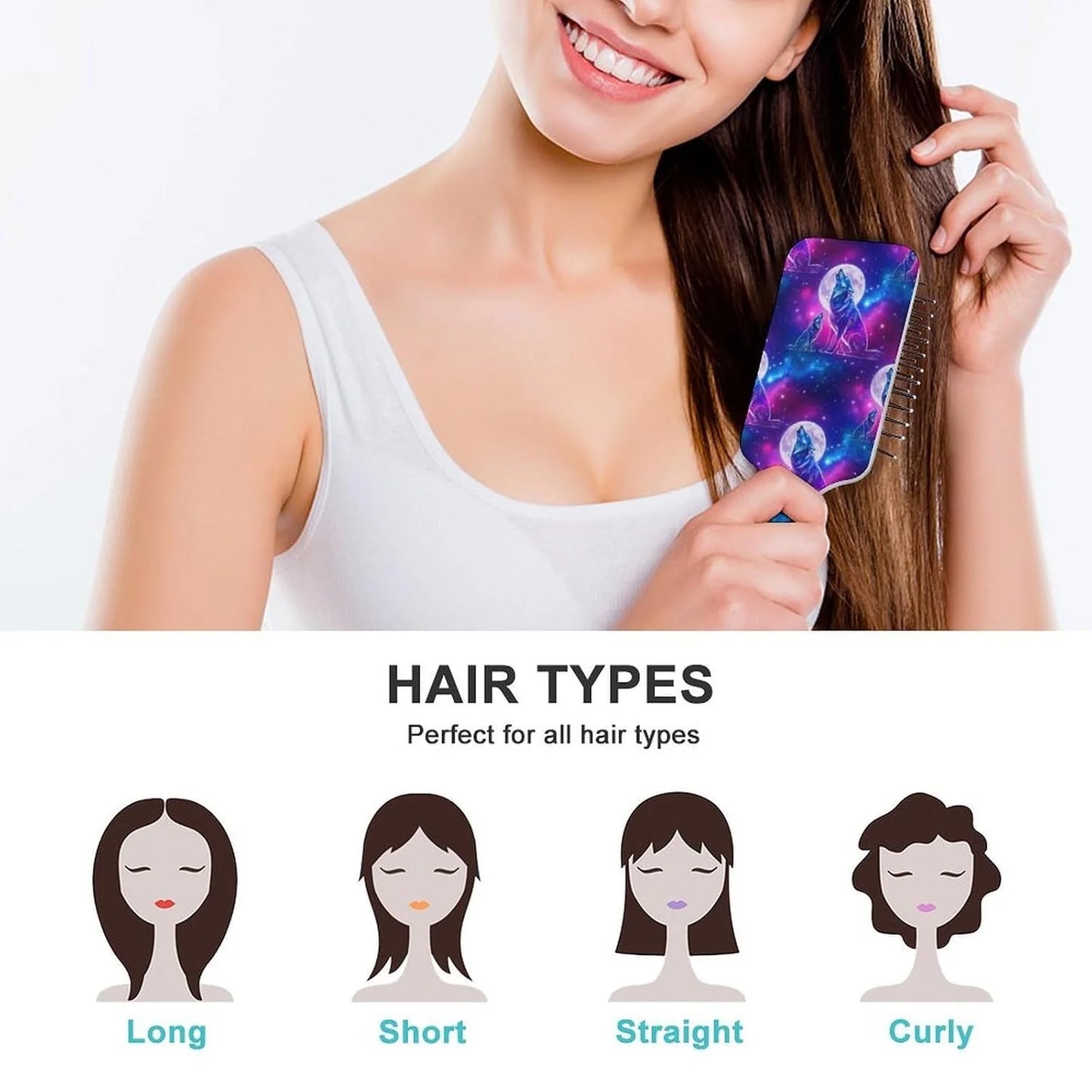 Women Girls Ladies Hair Brush Purple Black Buffalo Check Plaid Pattern, Paddle Brush for Detangling Scalp Massage, Cushion Hairbrush for Long Thick Curly Hair