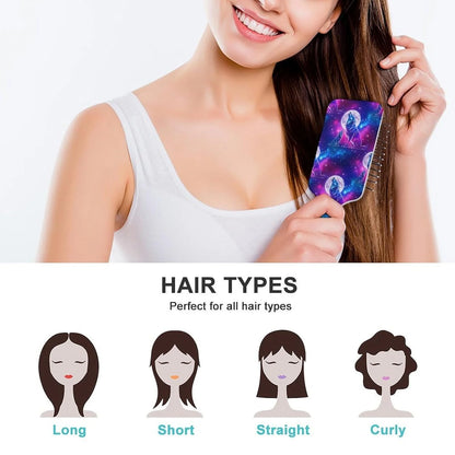 Women Girls Ladies Hair Brush Purple Black Buffalo Check Plaid Pattern, Paddle Brush for Detangling Scalp Massage, Cushion Hairbrush for Long Thick Curly Hair